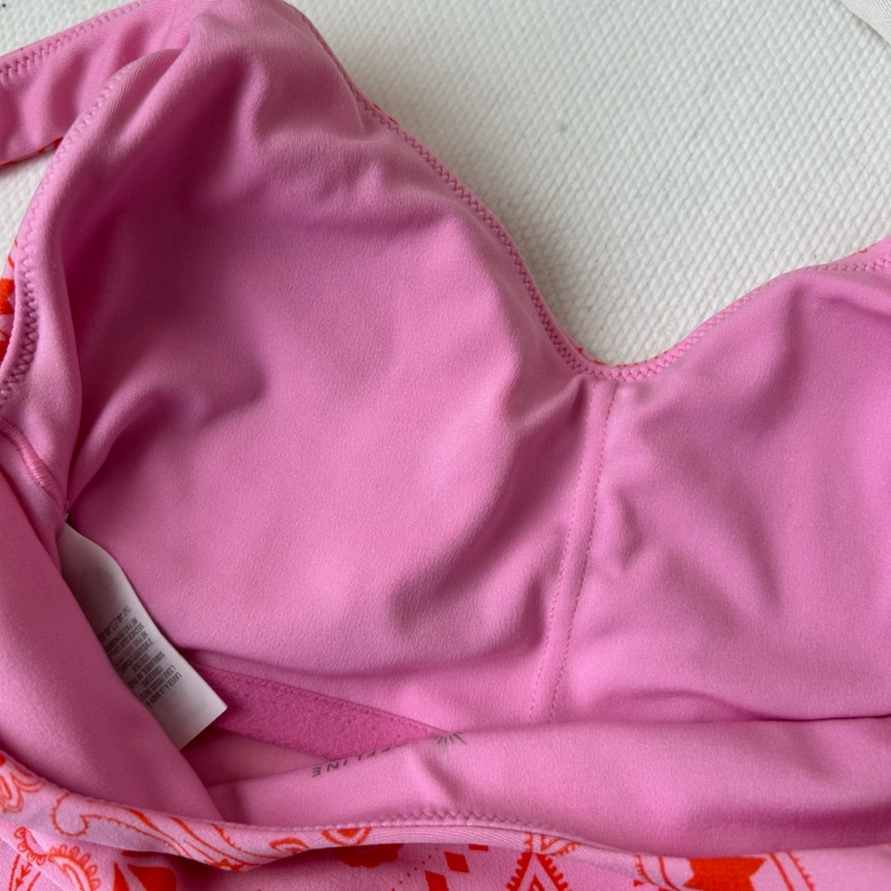 Aerie Offline Real Me Sports Bra Low Key LongLine Recharge Pink Paisley Size XS - Picture 12 of 15